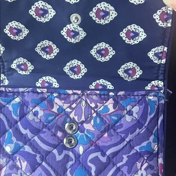 Vera Bradley Blue and Purple Floral Tri-Fold Wallet - Picture 4 of 8
